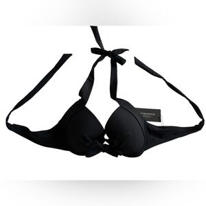NWT Ocean Blue Black Halter Push-Up Bikini Top - Women's Swim